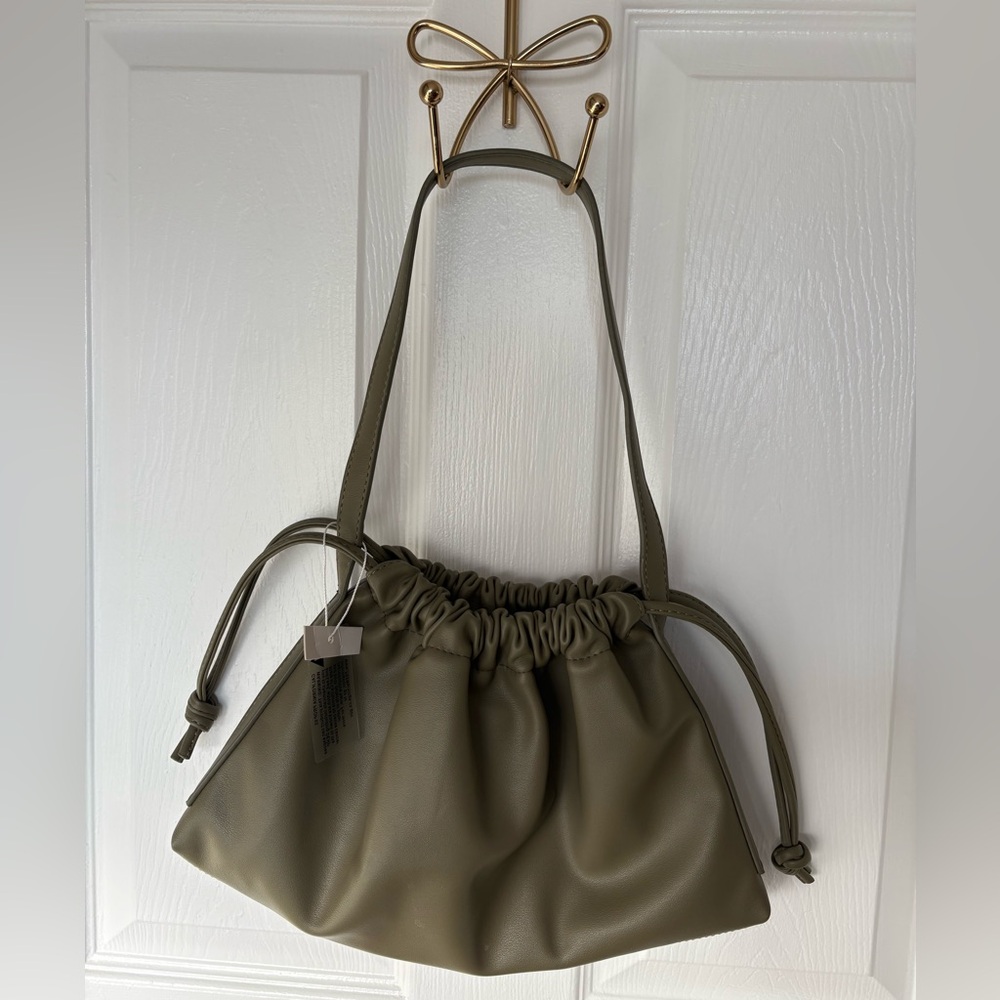 Street Level Olive Green Drawstring Shoulder Bag